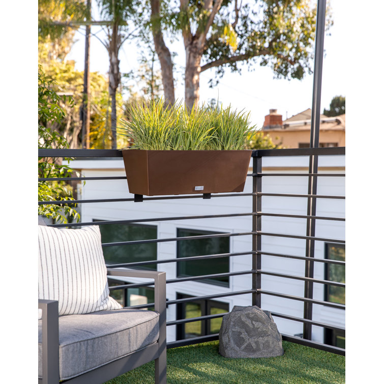 Espresso 36" Recycled Plastic Railing Planter Set of 2