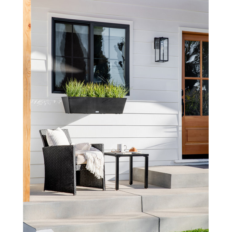 Black 36" Recycled Plastic Railing Planter Box