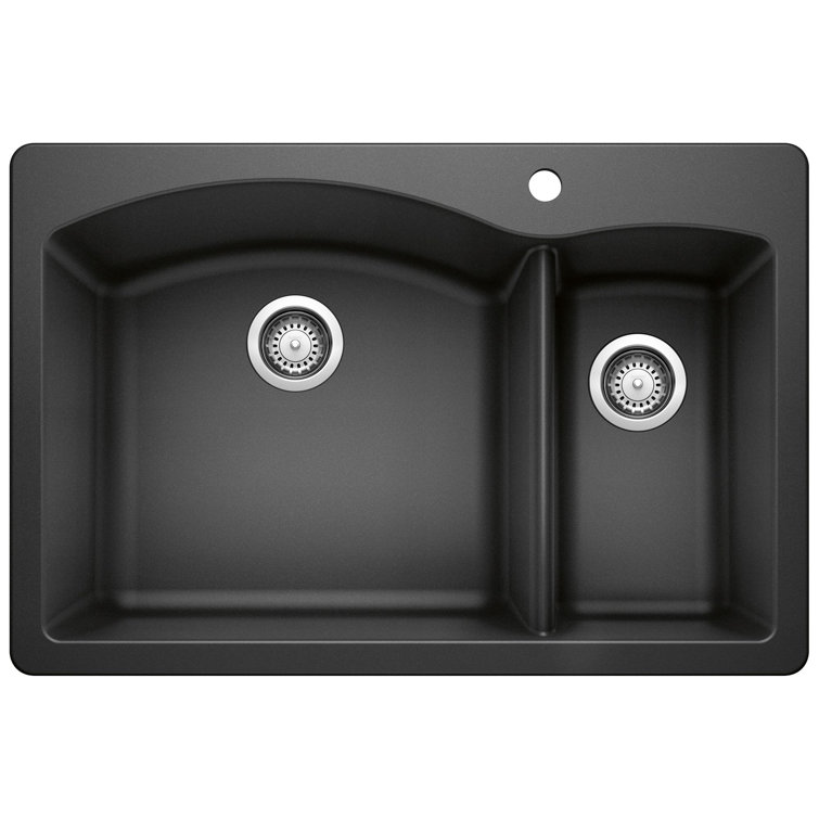 Anthracite Double Bowl Stone Drop-In Kitchen Sink