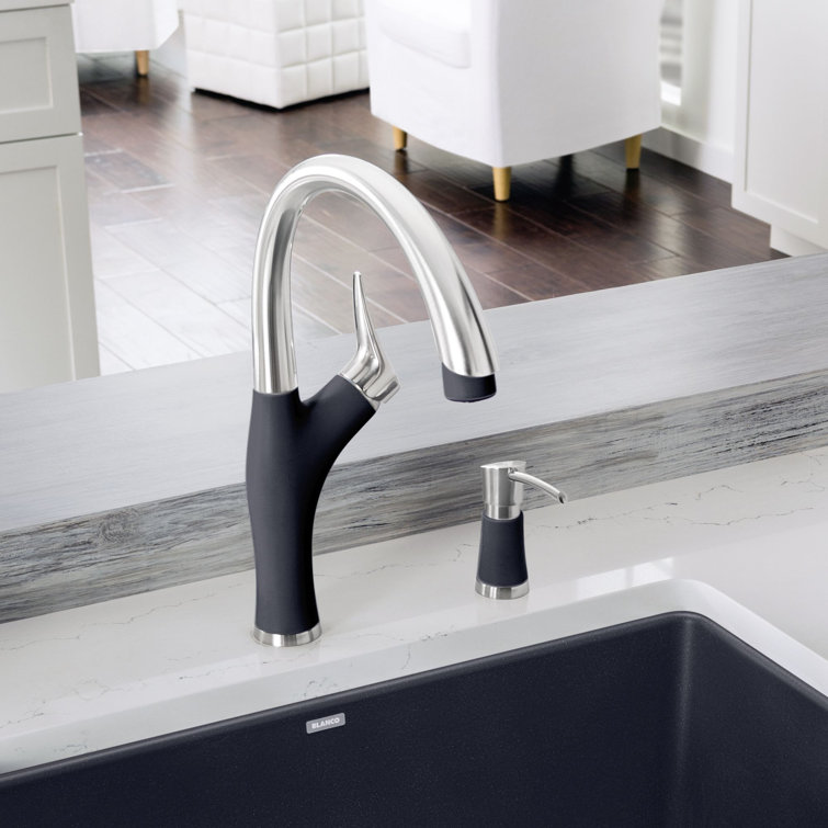 Anthracite and Chrome Pull-Down Dual Spray Kitchen Faucet