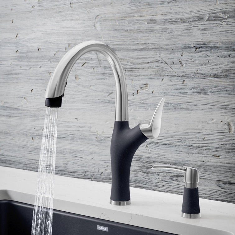 Anthracite and Chrome Pull-Down Dual Spray Kitchen Faucet