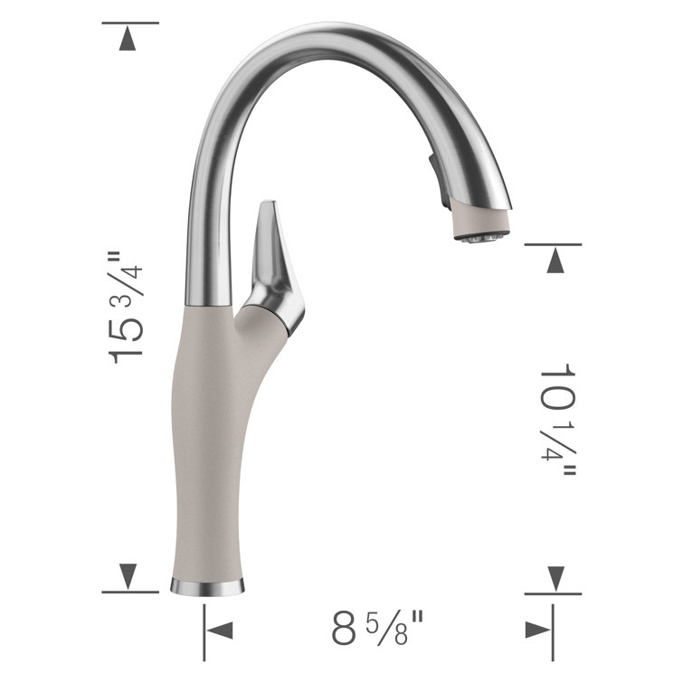 Stainless Steel and Gray Pull-Down Spray Kitchen Faucet