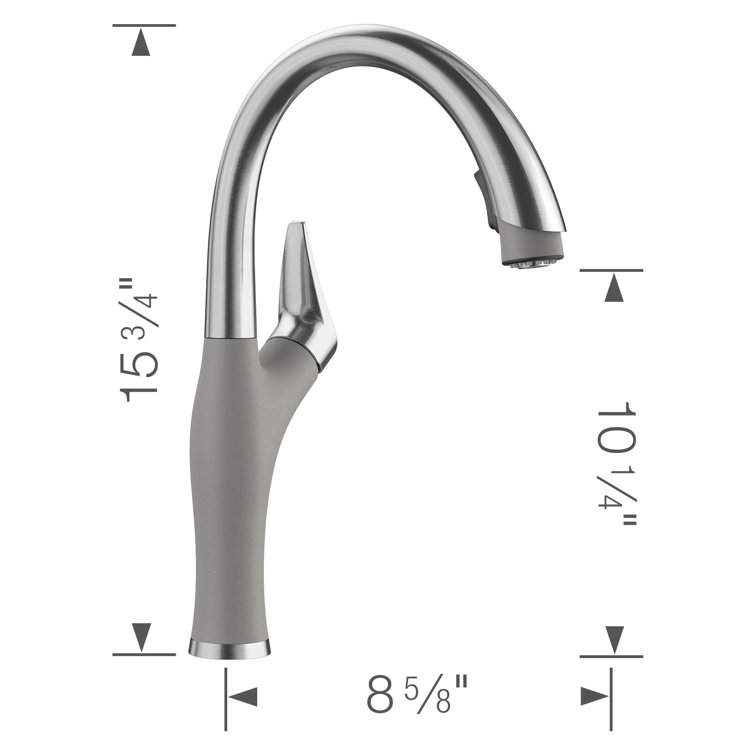 Metallic Gray Stainless Steel Pull-Down Kitchen Faucet
