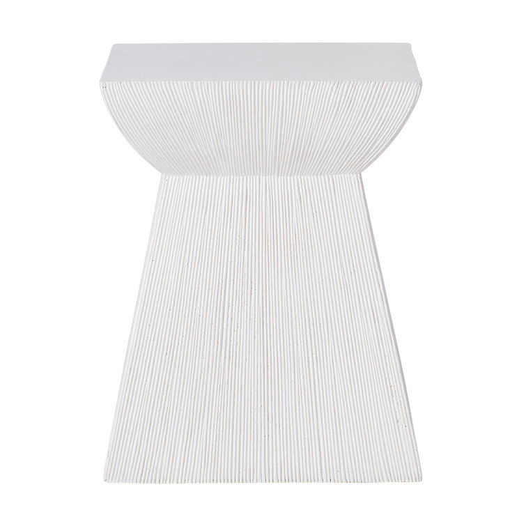 Sophisticated Transitional White Stonecast Side Table, 16"