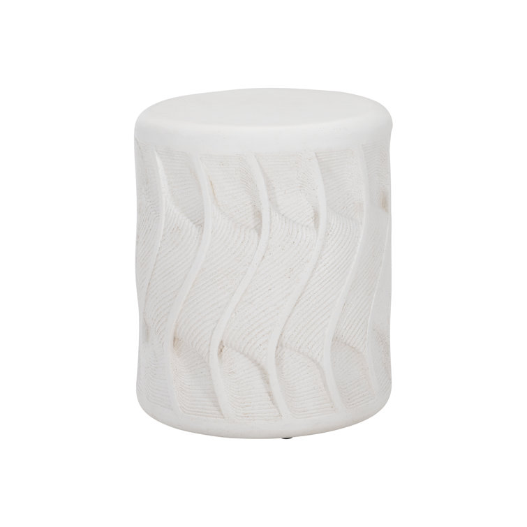 White Stonecast Transitional Round Side Table