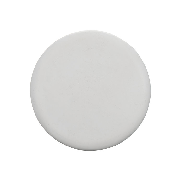 White Stonecast Transitional Round Side Table