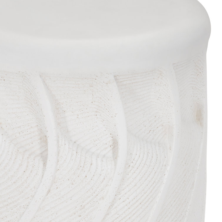 White Stonecast Transitional Round Side Table