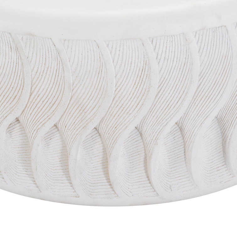 Coquille 38" White Stonecast Round Coffee Table with Scalloped Edges