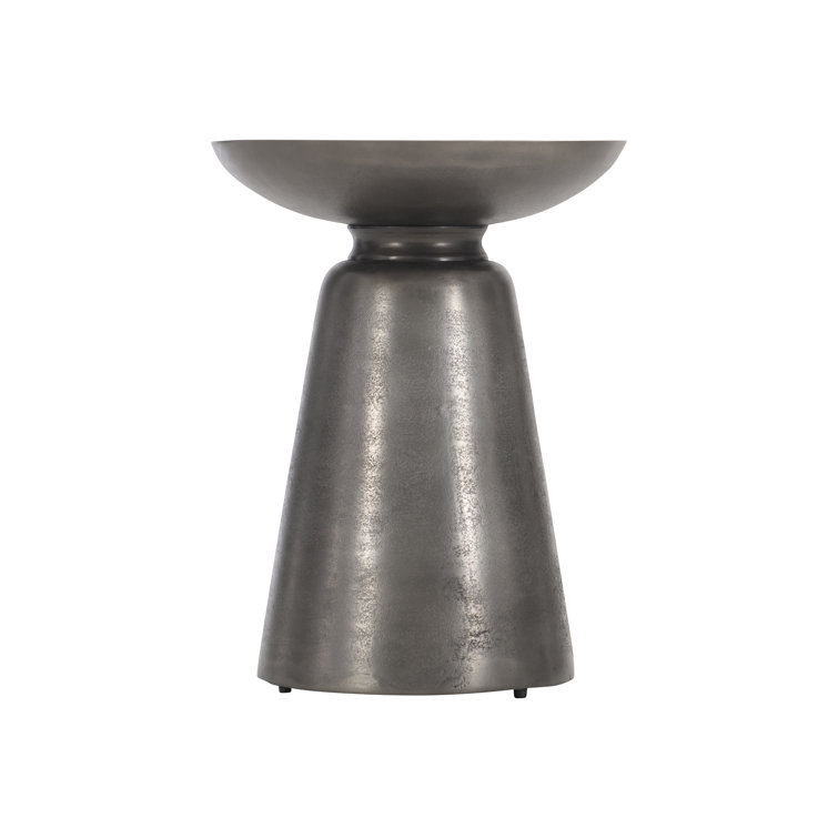 Catalan Round 15" Gray Metal Industrial Side Table