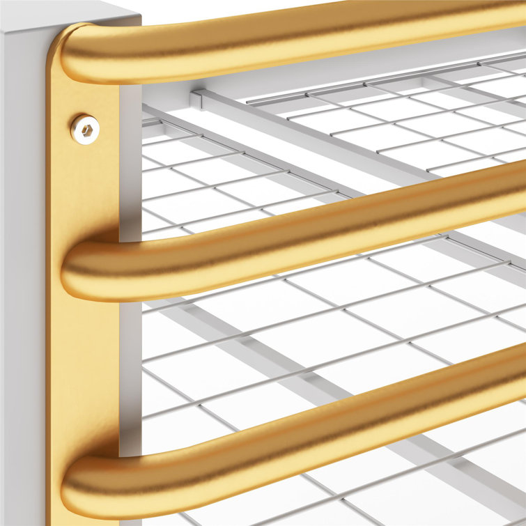 White and Gold Twin Metal Loft Bed with Headboard