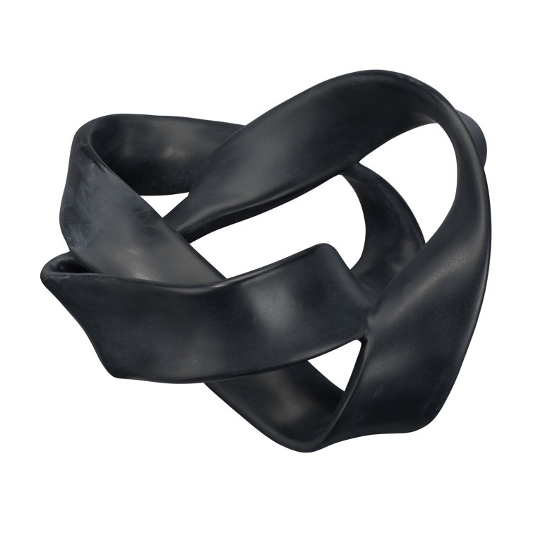 Black Resin Tangled Modern Sculpture