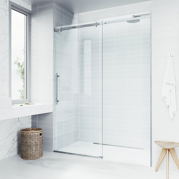 Luca 60" Frameless Sliding Shower Door with Clear Tempered Glass