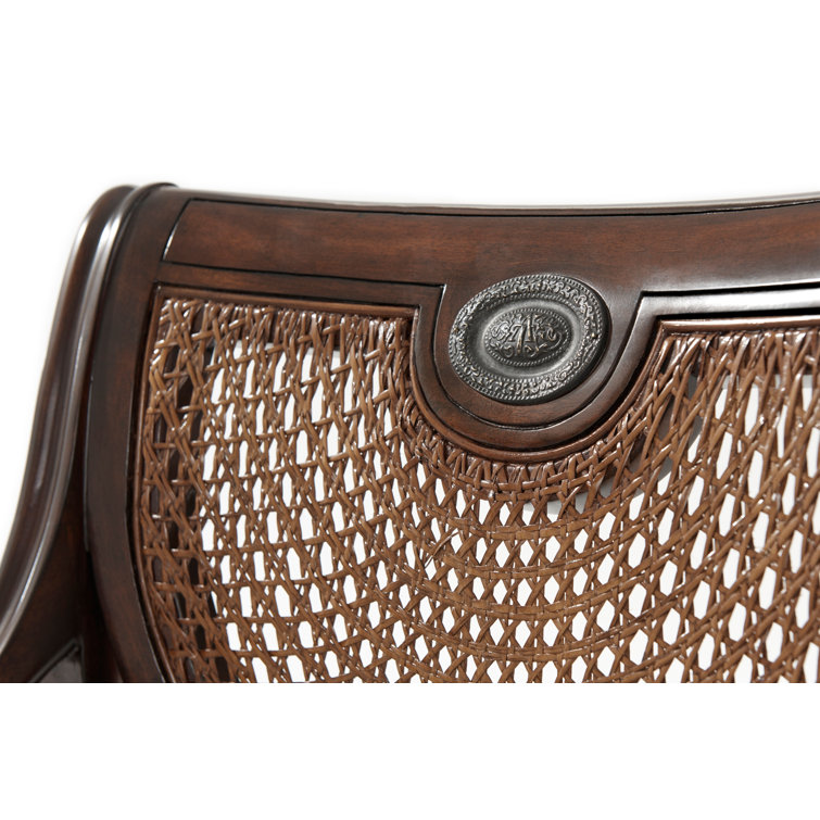 Lady Emily's Handcrafted Acacia & Cane Armchair in Barley Houndstooth
