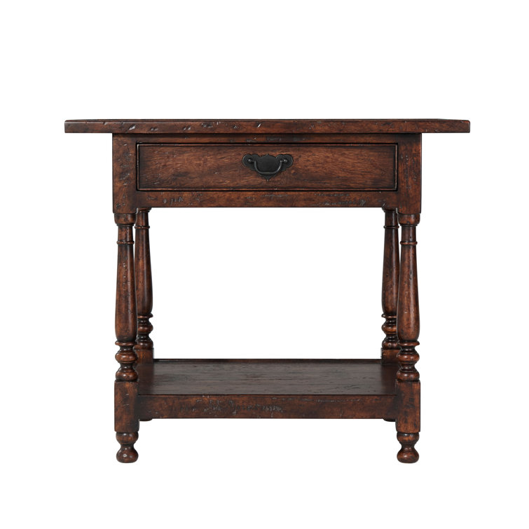 Victory Oak Rectangular End Table with Drawer and Shelf
