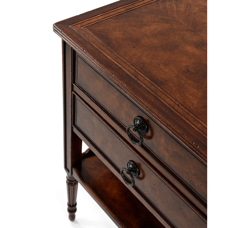 Brooksby Weathered Steel 2-Drawer Mahogany Nightstand