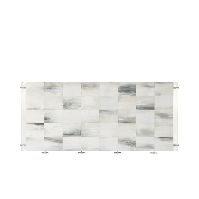 Biscayne Rectangular Faux-Horn Writing Desk with Acrylic & Steel Details