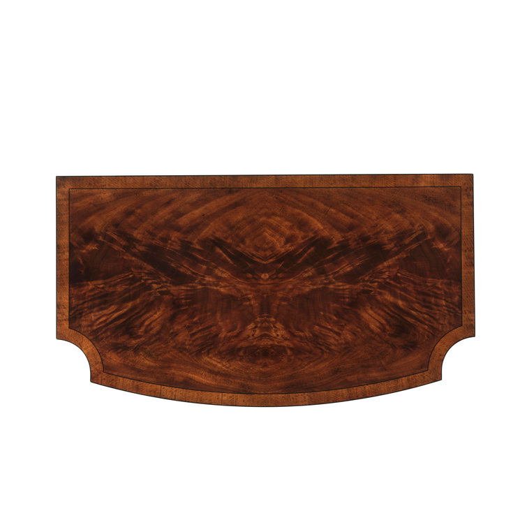 Bowfront Mahogany and Satinwood Accent Chest with Brass Knobs