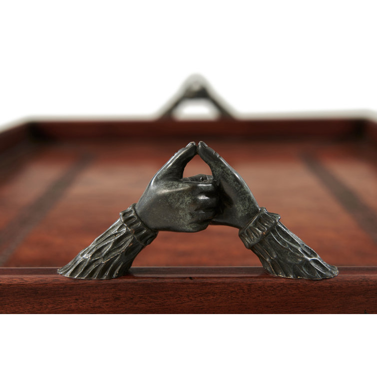 Victorian Brown Leather Tray with Brass Handles