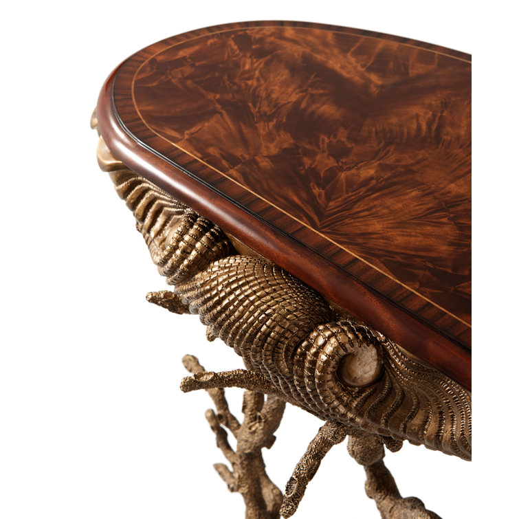 Renaissance Inspired Clamshell and Coral Brown End Table