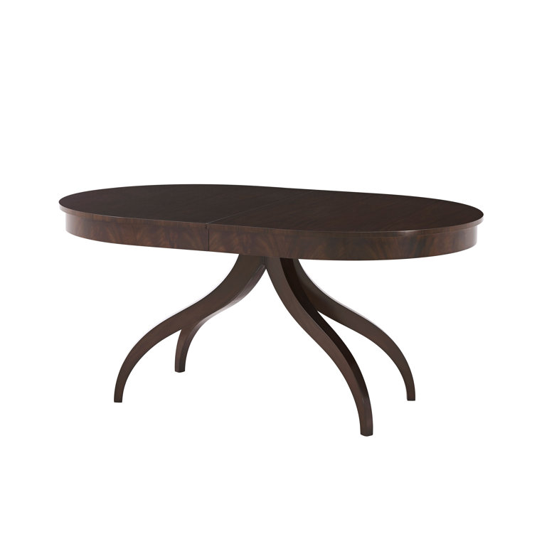 Mahogany Oval Extendable Dining Table with Curved Legs