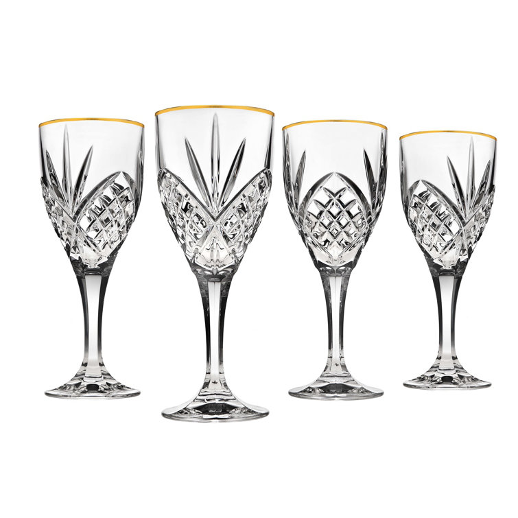 Dublin Crystal Gold Rim Water Goblet Set of 4