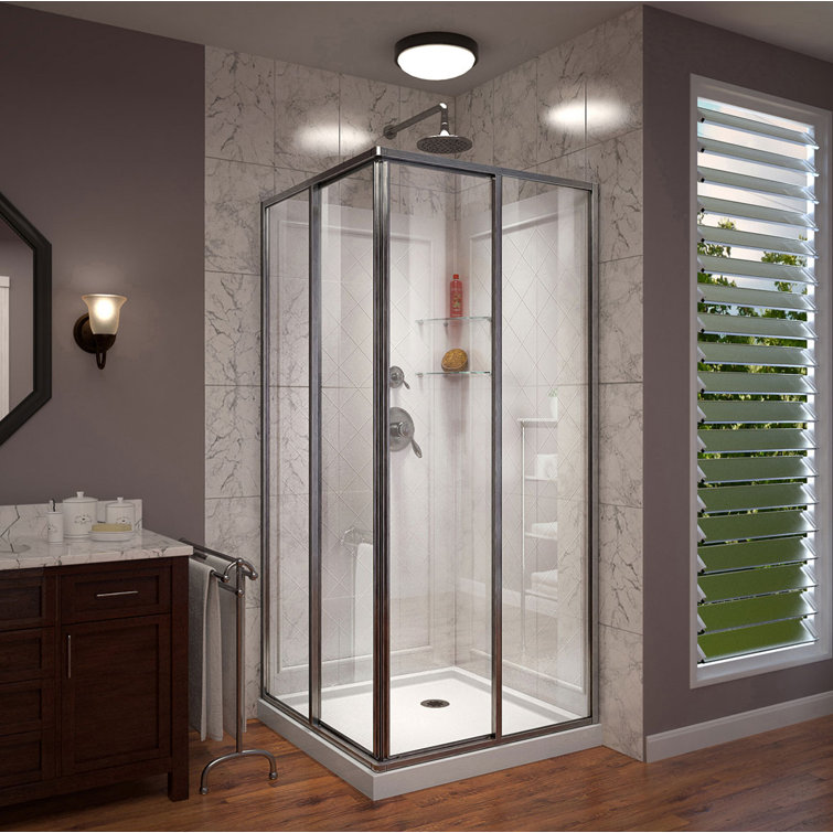 DreamLine 36" Brushed Nickel and White Corner Shower Enclosure