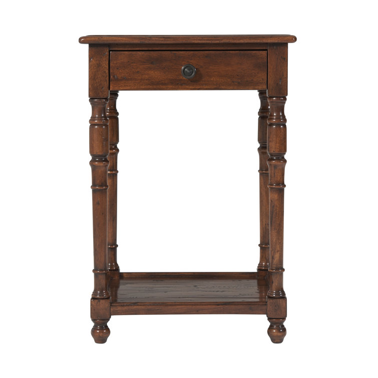 Castle Bromwich Antique Wood End Table with Storage