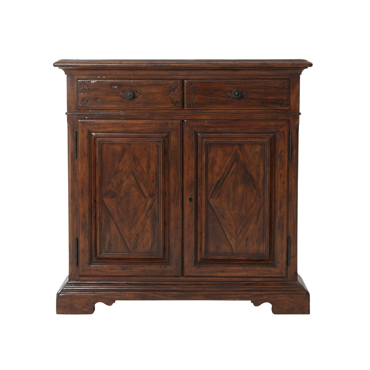 Mahogany Brown Wood Accent Cabinet with Adjustable Shelving