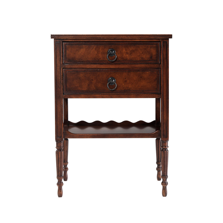 Brooksby Weathered Steel 2-Drawer Mahogany Nightstand