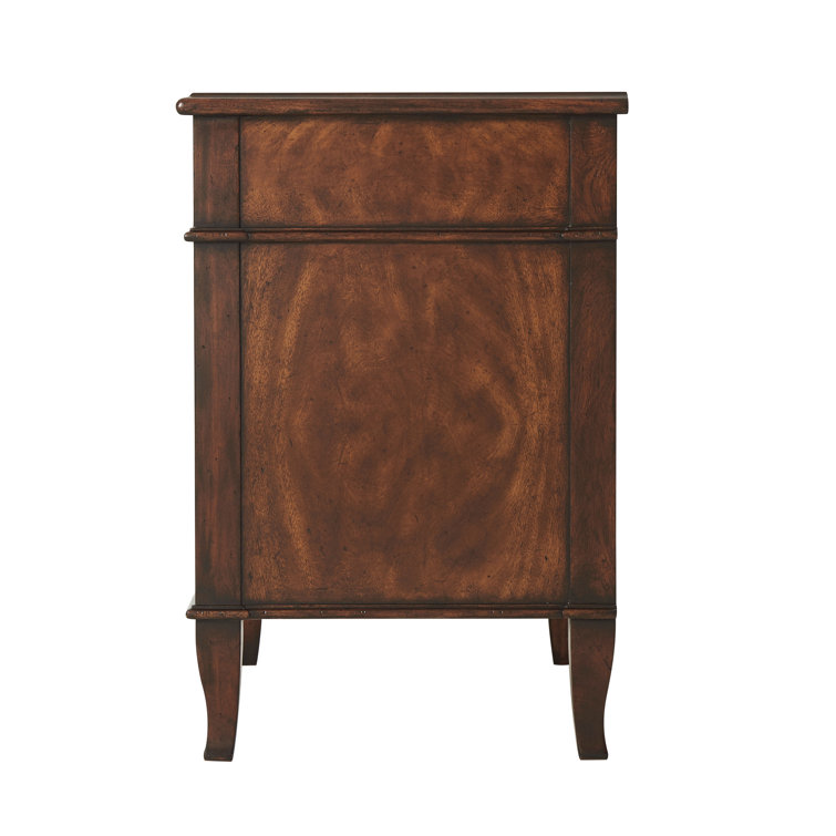 Brooksby Mahogany 3-Drawer Nightstand with Black Handles