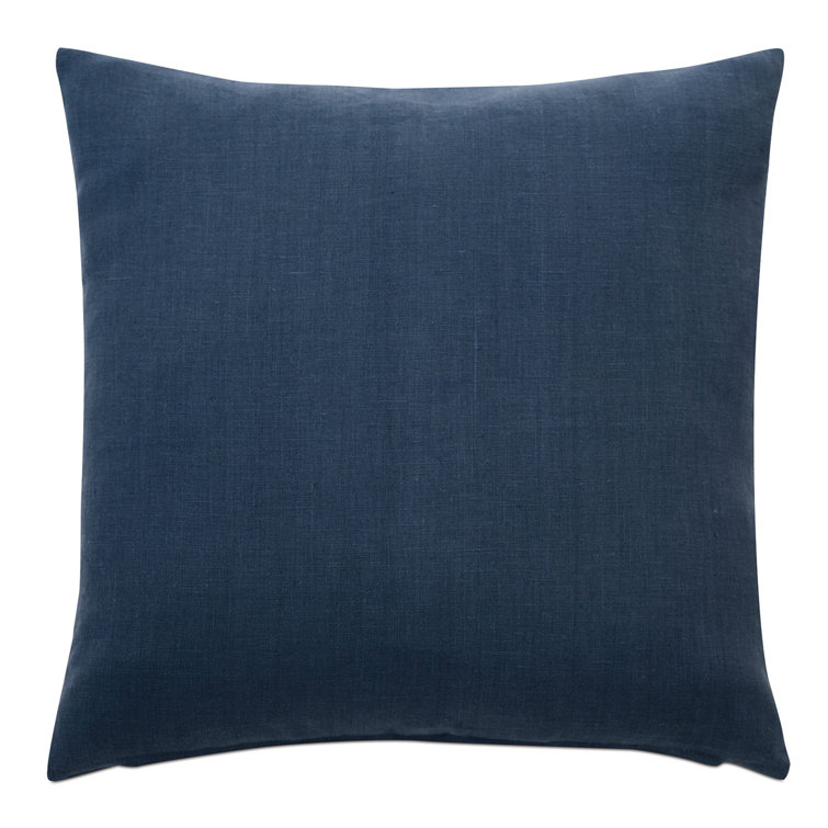 Indigo Square Linen Throw Pillow with Nautical Rope Trim