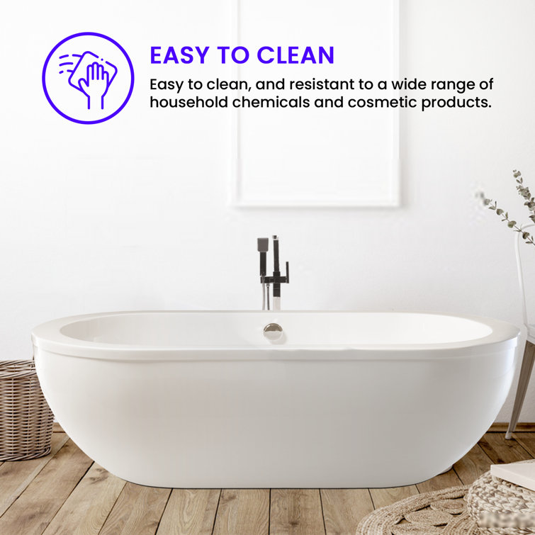 71" White Acrylic Freestanding Soaking Bathtub