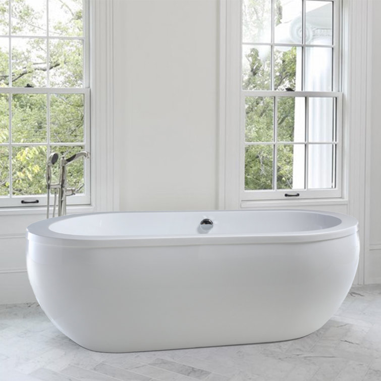 71" White Acrylic Freestanding Soaking Bathtub