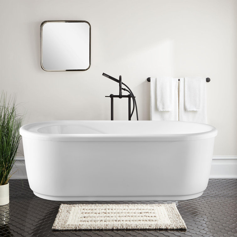 59-Inch White Acrylic Freestanding Soaking Bathtub