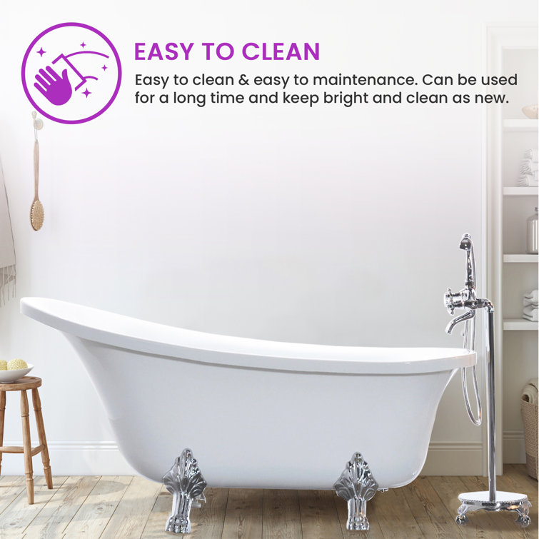 68.9" White Acrylic Clawfoot Freestanding Bathtub