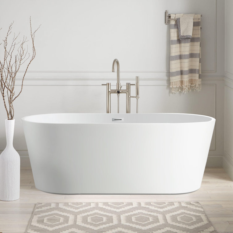 67" x 32" White Freestanding Acrylic Soaking Bathtub