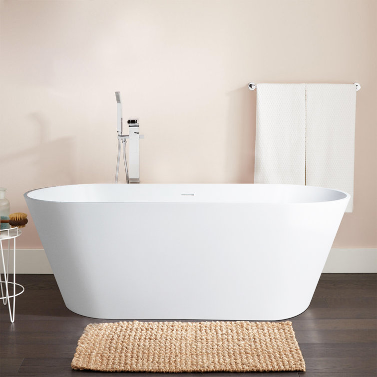 Glossy White 59'' Freestanding Solid Surface Bathtub
