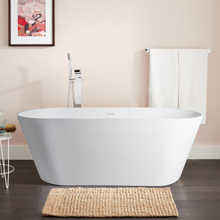 59'' White Matte Solid Surface Freestanding Bathtub