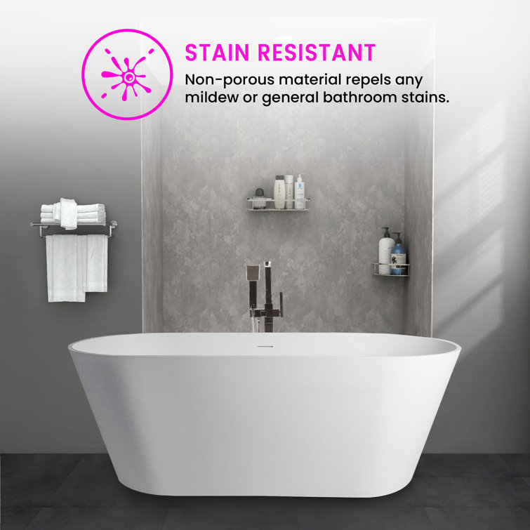 59'' White Matte Solid Surface Freestanding Bathtub