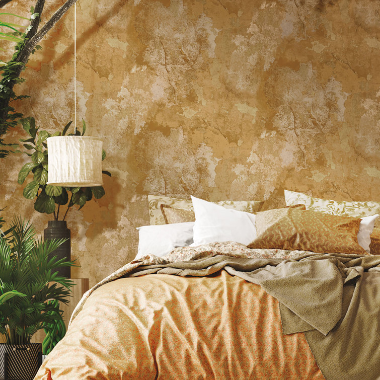 Greige and Gold Distressed Marble Texture Wallpaper Roll