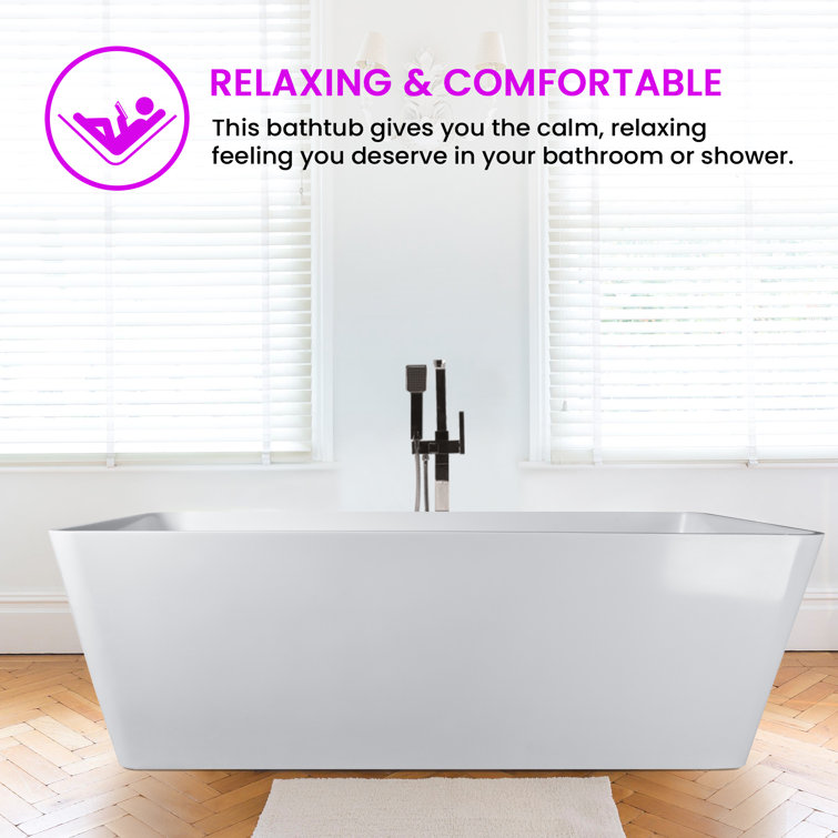 59'' x 30'' Matte White Solid Surface Freestanding Bathtub