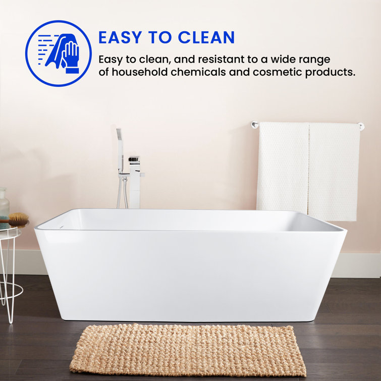 59'' x 30'' Matte White Solid Surface Freestanding Bathtub