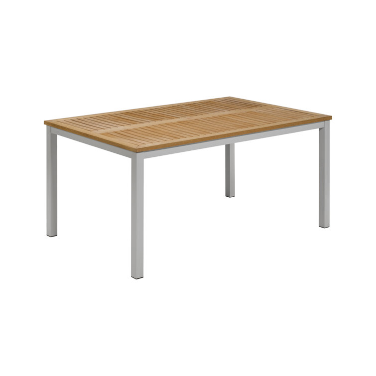 68" Natural Tekwood and Flint Aluminum Outdoor Dining Table