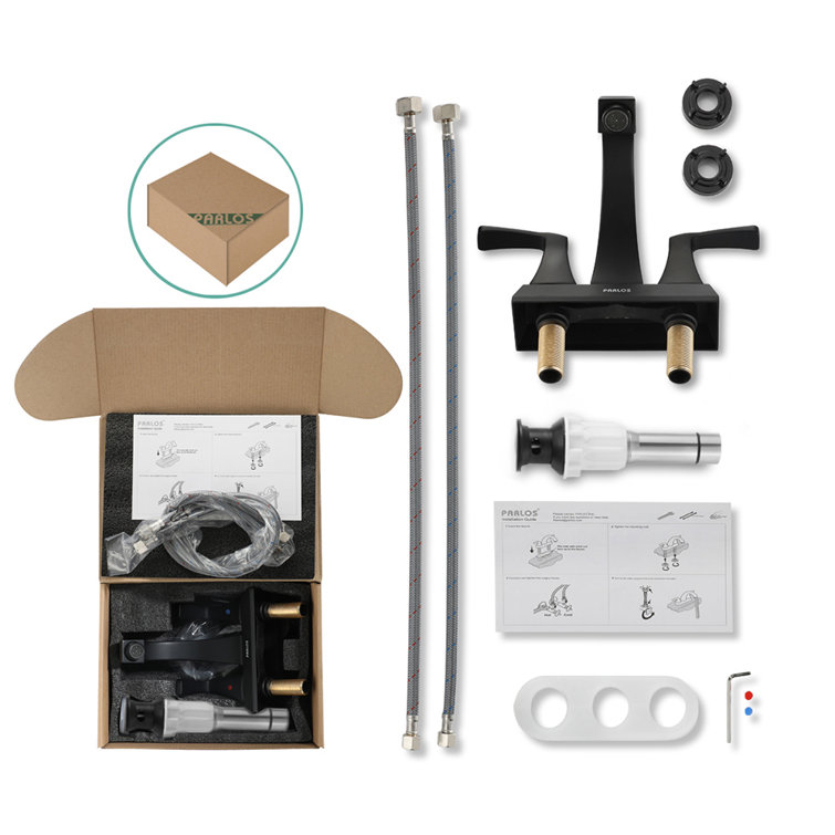 Matte Black Centerset 2-Handle Bathroom Faucet with Drain Assembly