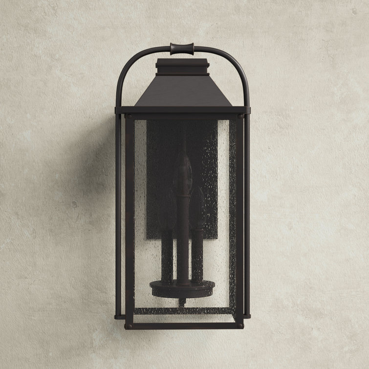 Antique Bronze Outdoor Aluminum Wall Lantern with Clear Glass Shade