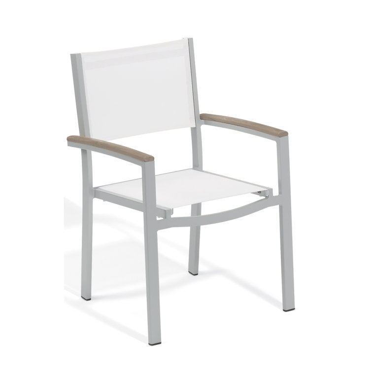 Travira Natural Sling Armchairs with Flint Aluminum Frame, Set of 4