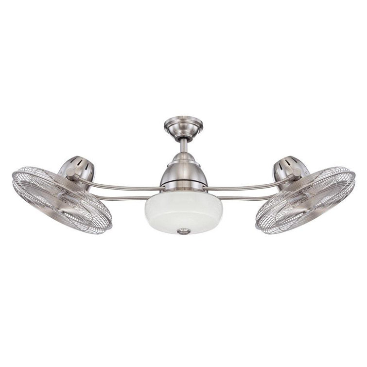 Polished Nickel 48'' Dual Head Ceiling Fan with Remote and Lighting