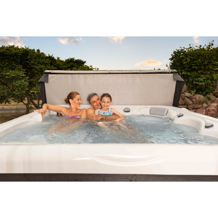 New York 6-Person Ice White Acrylic Square Hot Tub with Ozonator