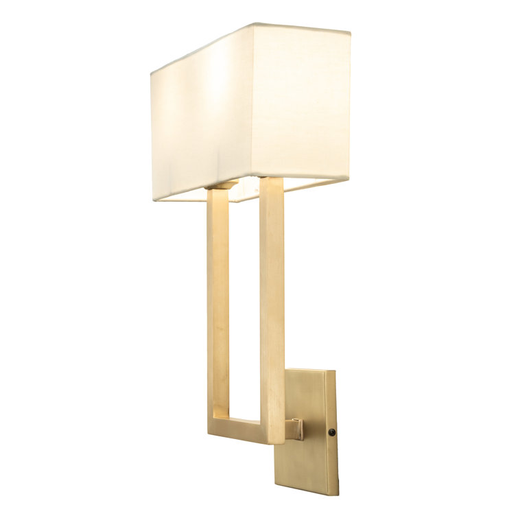 Brushed Brass Two-Light Sconce with Fabric Shade