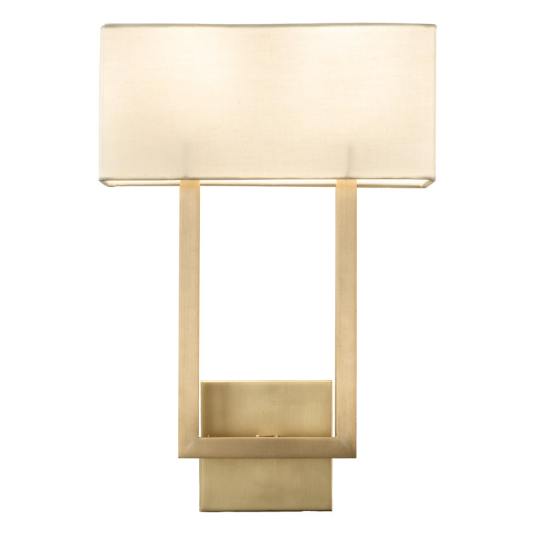 Brushed Brass Two-Light Sconce with Fabric Shade